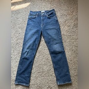 Agolde dark wash straight leg jean